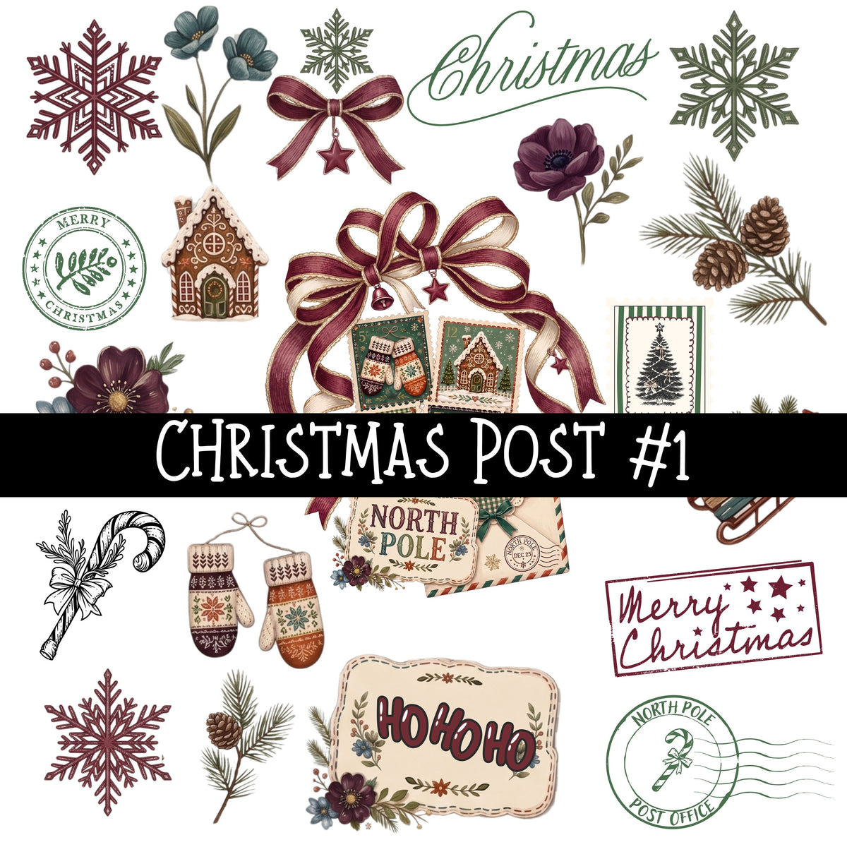 Christmas Post UV DTF Decal sheets 2 Designs available