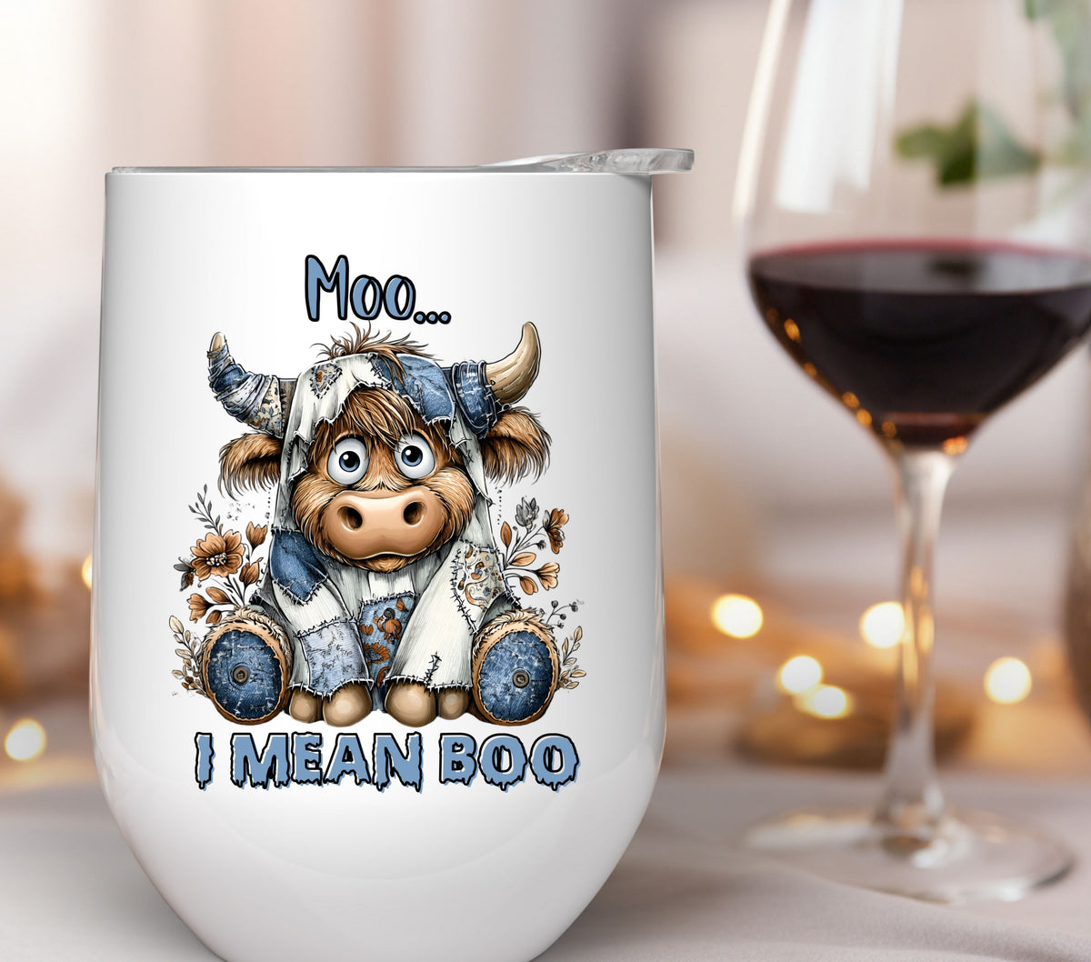 Moo...I mean Boo patchwork UV DTF Decals