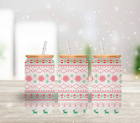 Christmas Sweater - UV DTF 16oz Libbey wrap