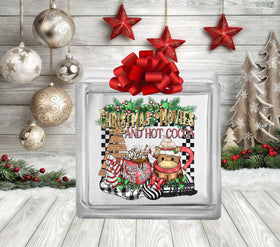 Christmas movies and hot cocoa UV DTF Glass Block Decals