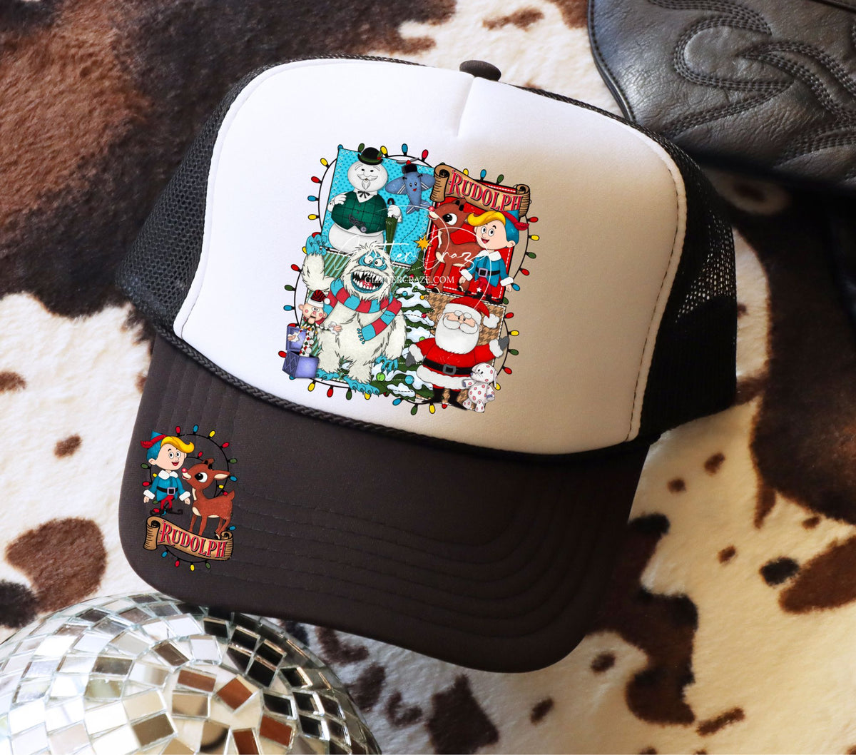 Rudolph hat dtf transfers 2-piece set