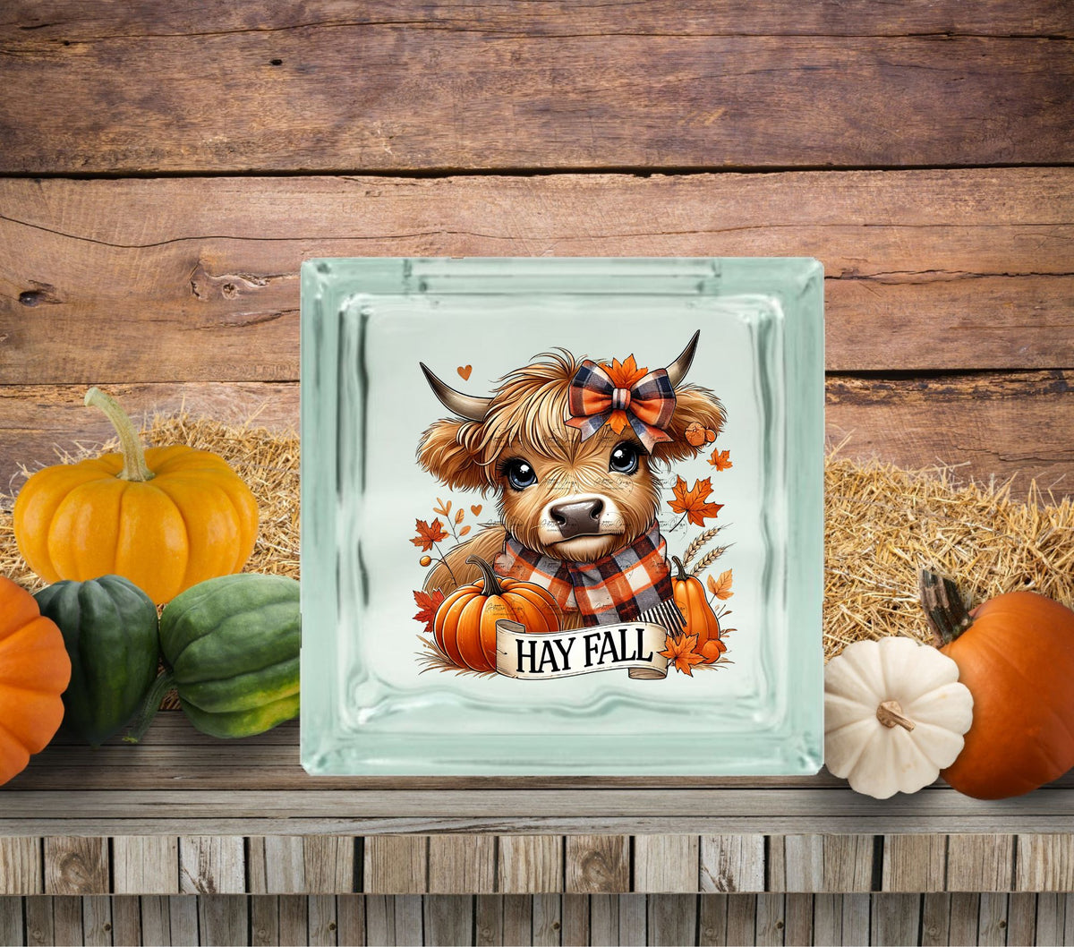 Hay Fall Highland Glass Block Decal