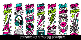 Rockbands Bookmark UV DTF Decal sheet- set of 7 Designs