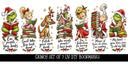 Grinch Bookmark UV DTF Decal sheet- set of 7 Designs