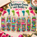 Christmas, Cocoa and Books  Bookmark UV DTF Decal sheet- 7 Designs per sheet 3 sheet options