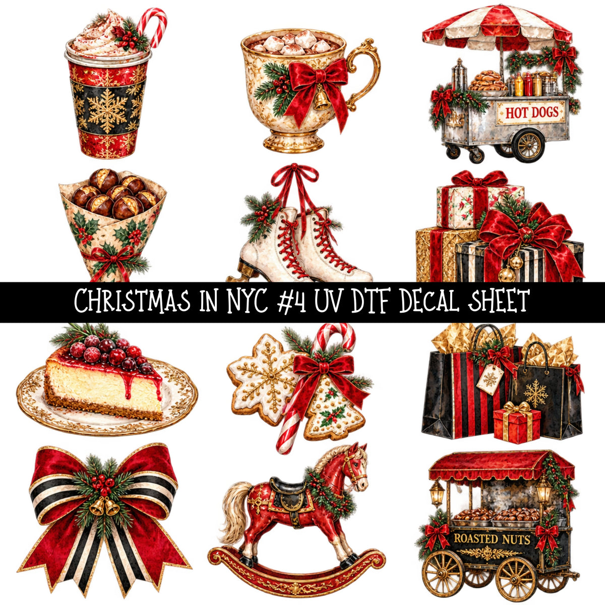 Christmas in NYC UV DTF Decal sheets 9 Designs available