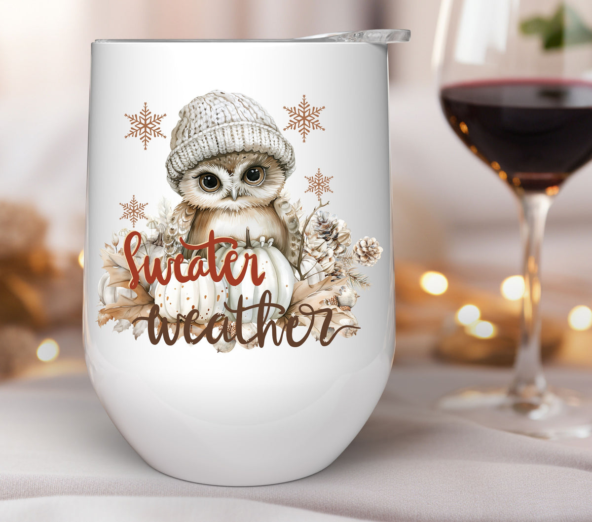 Sweater Weather Owl UV DTF Decals