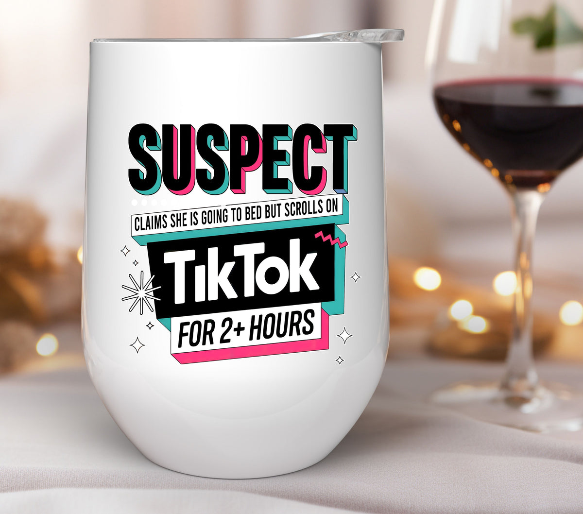 Suspect claims she's going to bed but scrolls Tiktok for hours UV DTF Decals