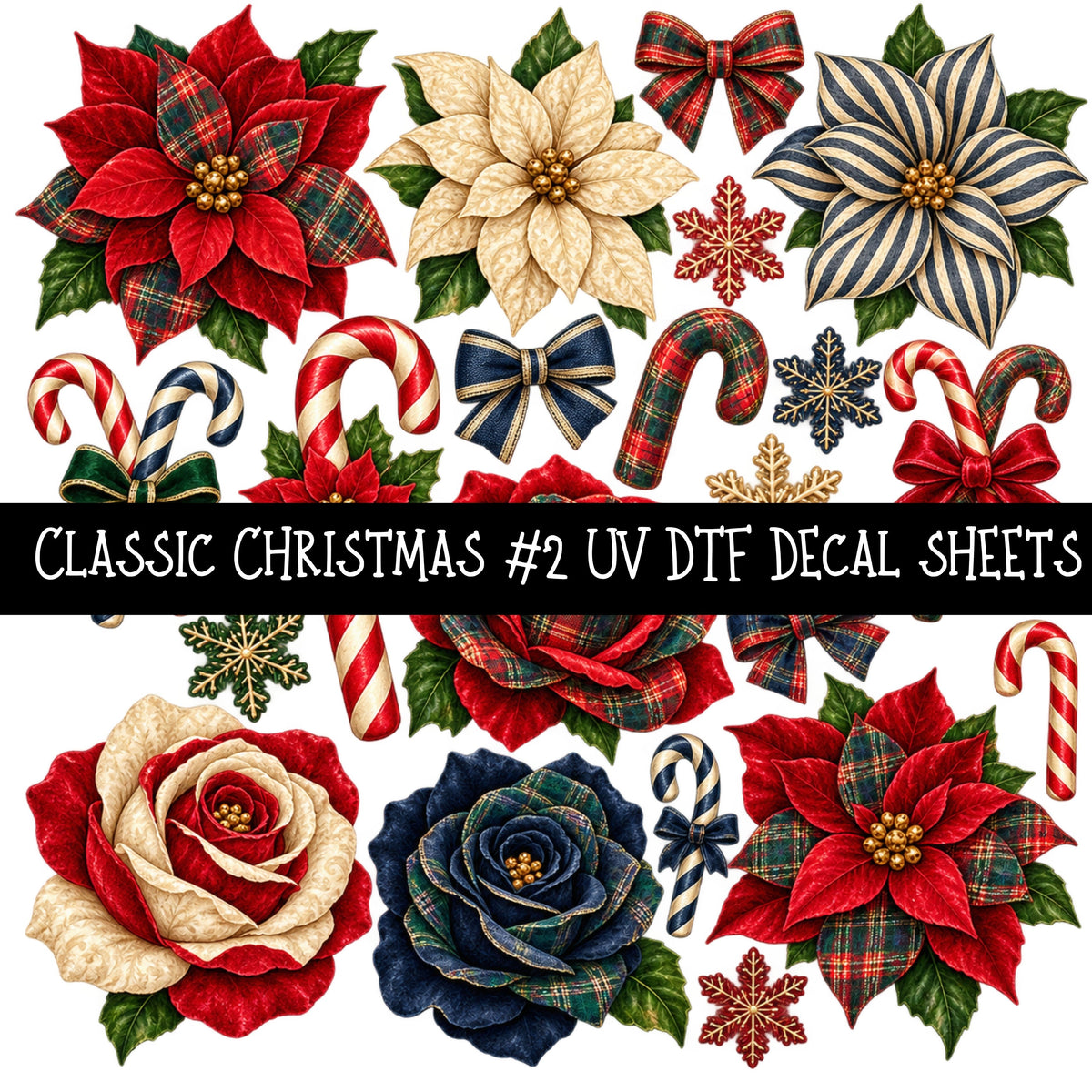 Classic Christmas UV DTF Decal sheets 7 Designs available