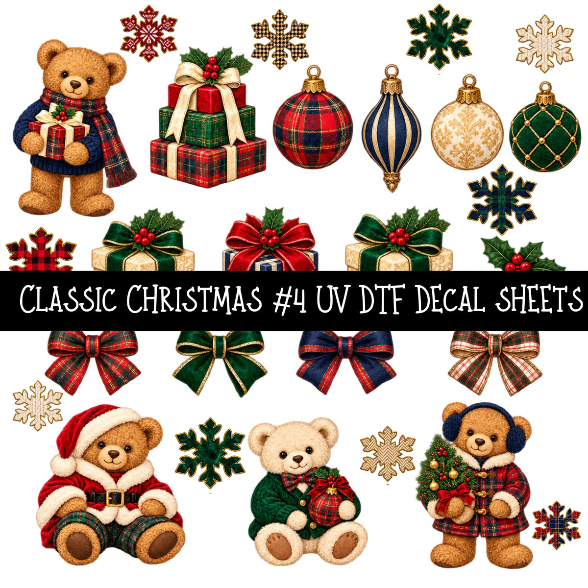 Classic Christmas UV DTF Decal sheets 7 Designs available