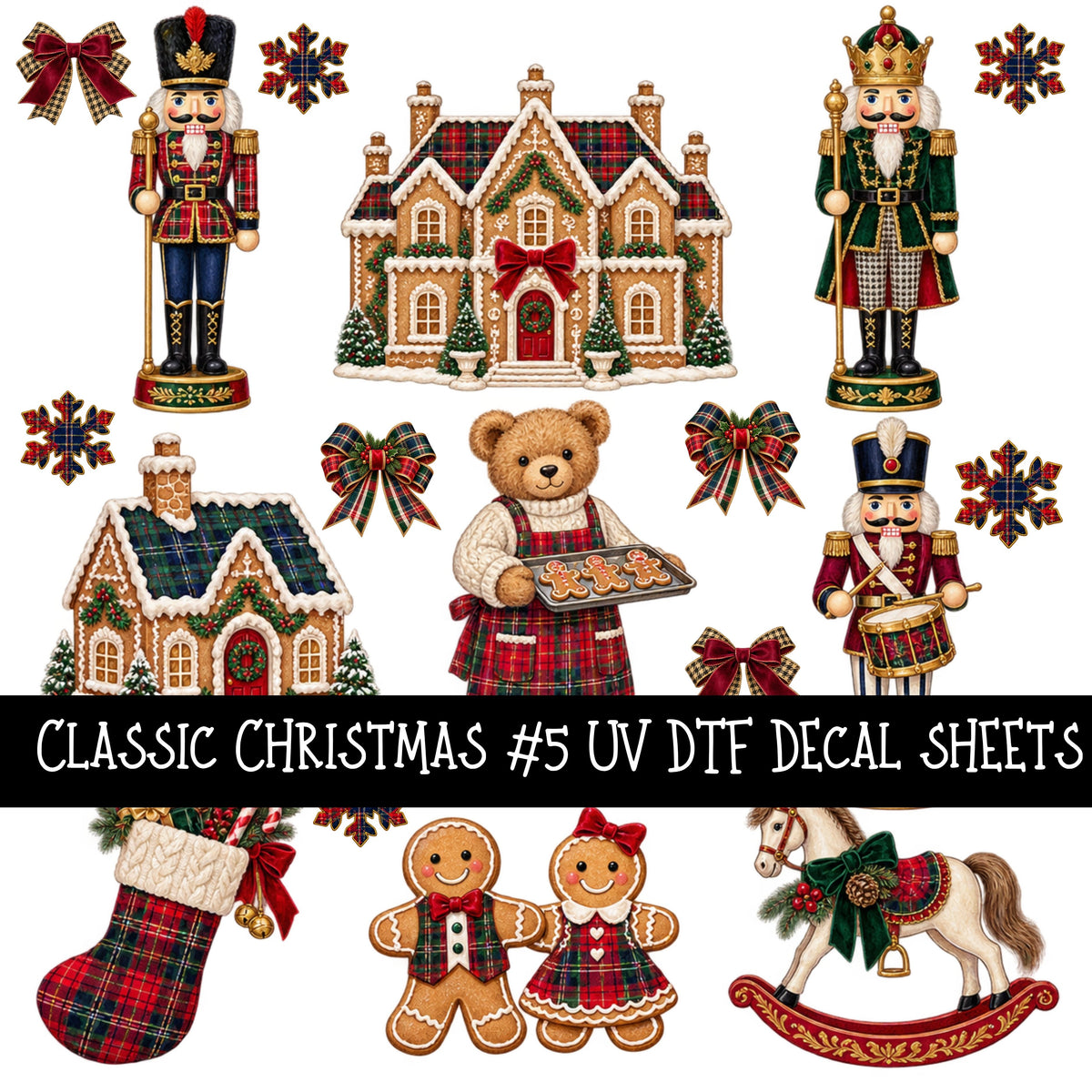 Classic Christmas UV DTF Decal sheets 7 Designs available