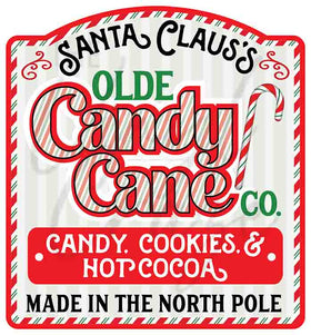 Claus Candy Cane Company UV DTF Decal