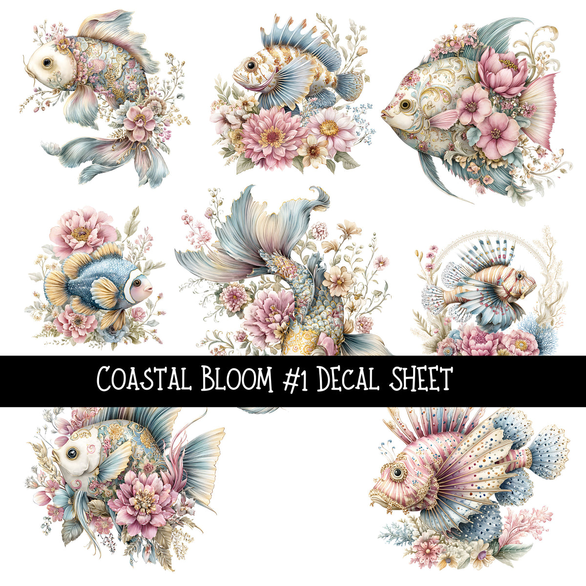 Coastal Bloom UV DTF Decal sheets 5 design Options  available
