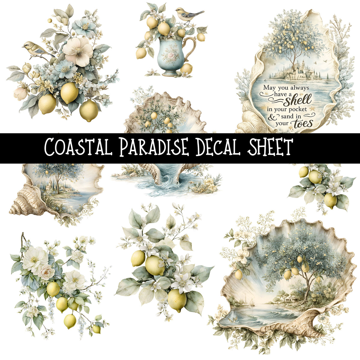 Coastal Paradise UV DTF Decal sheets