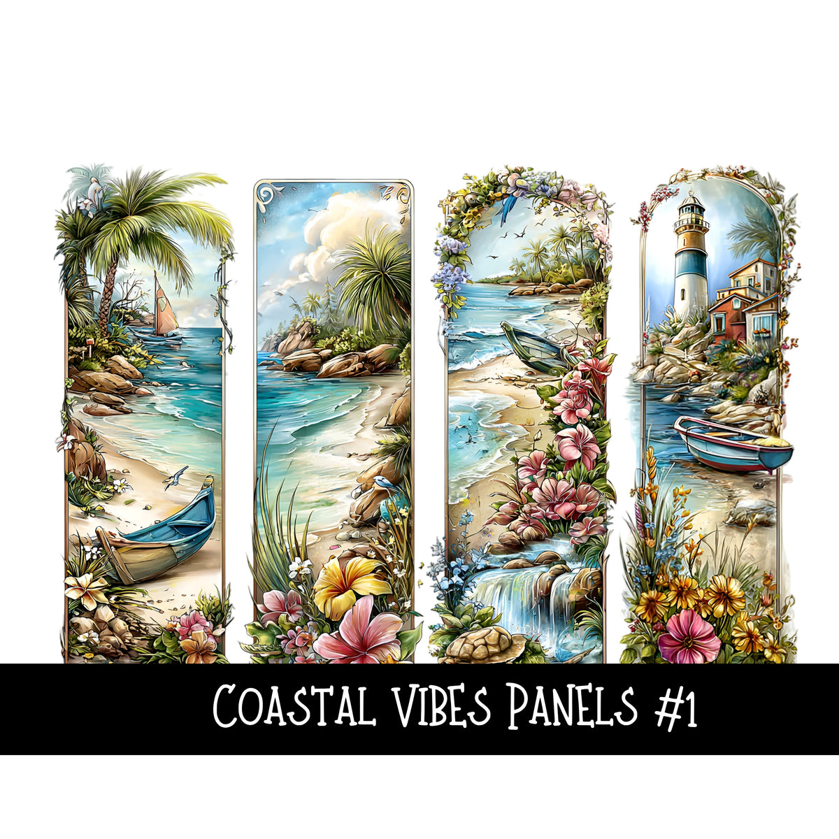 Coastal Vibes Panels UV DTF Decal sheet 6 designs to choose from