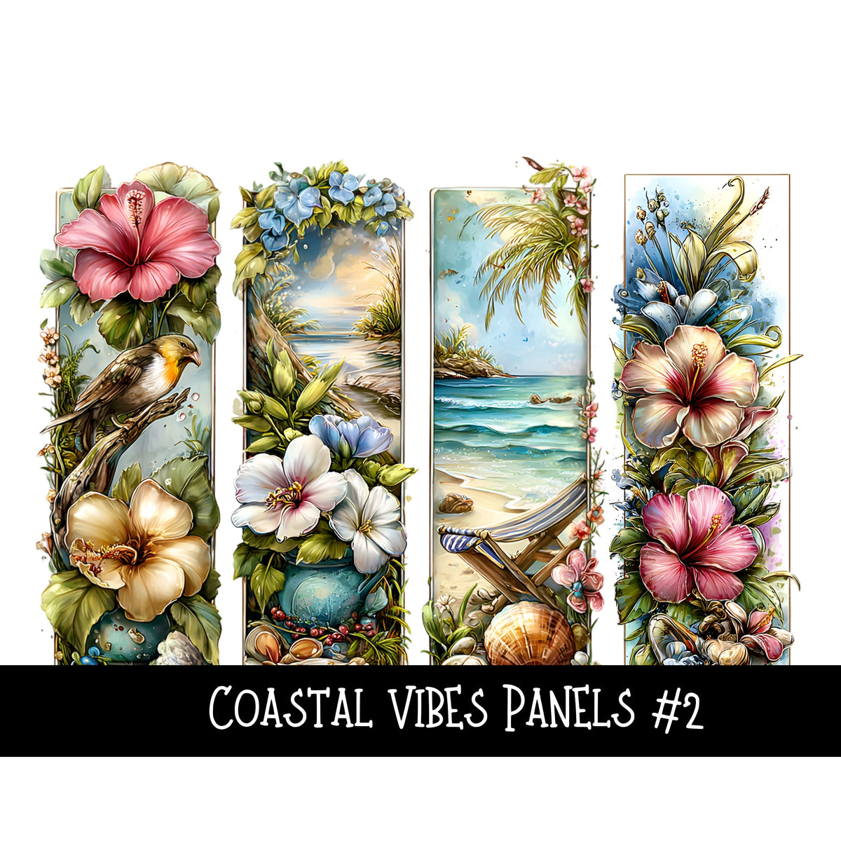 Coastal Vibes Panels UV DTF Decal sheet 6 designs to choose from