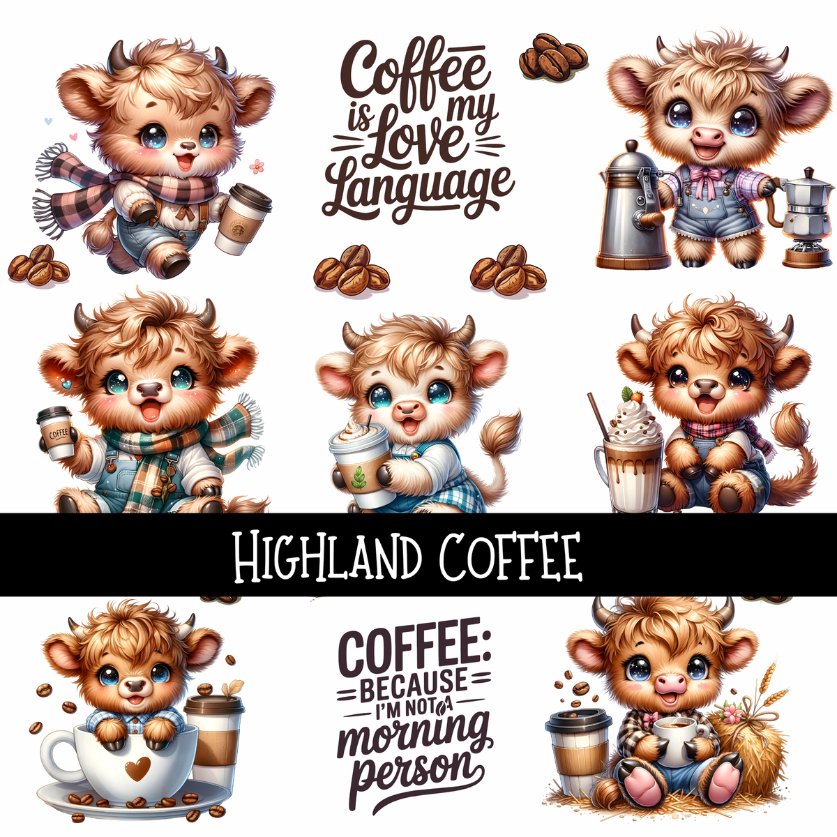 Highland Coffee UV DTF Decal sheet