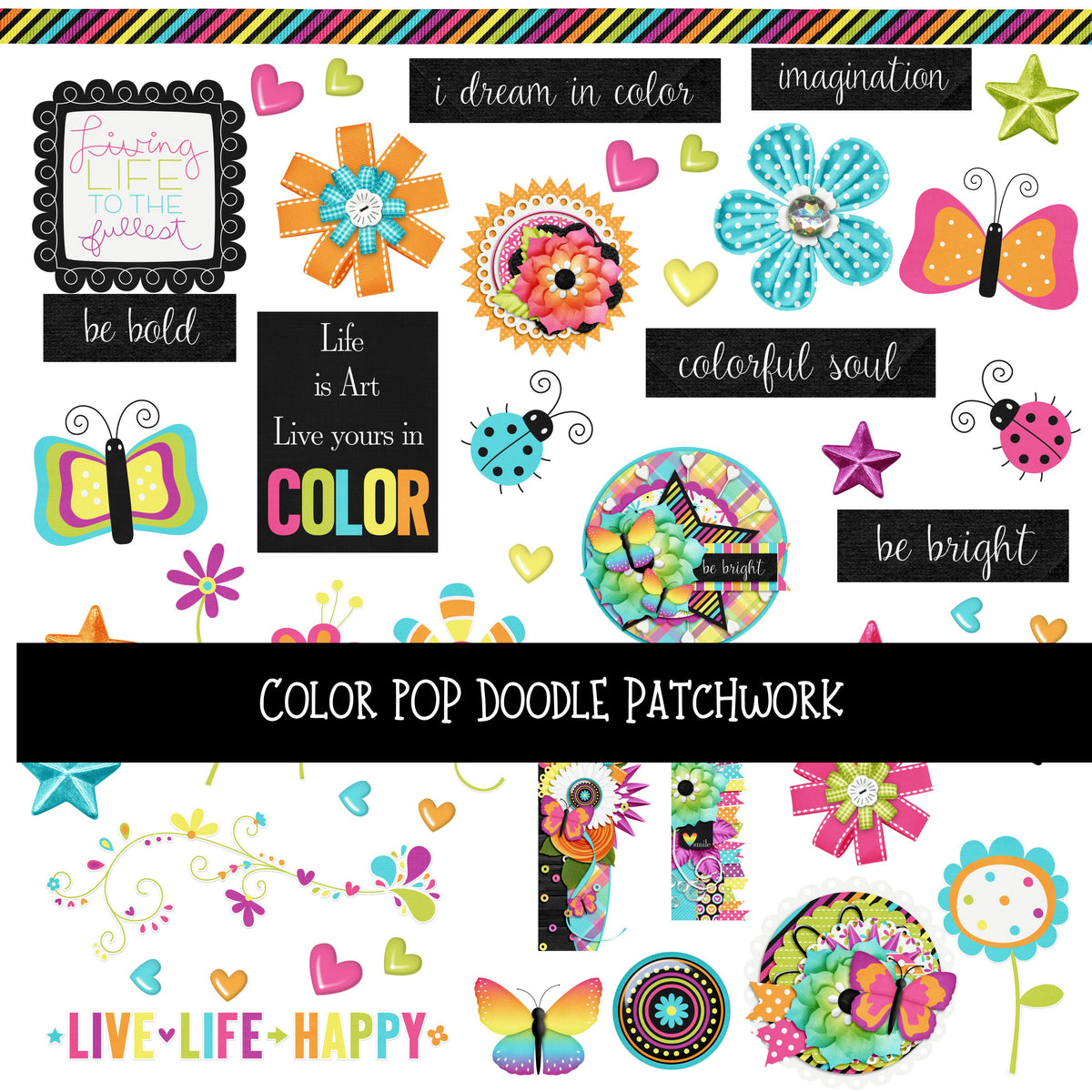 Color Pop Doodle Patchwork Set
