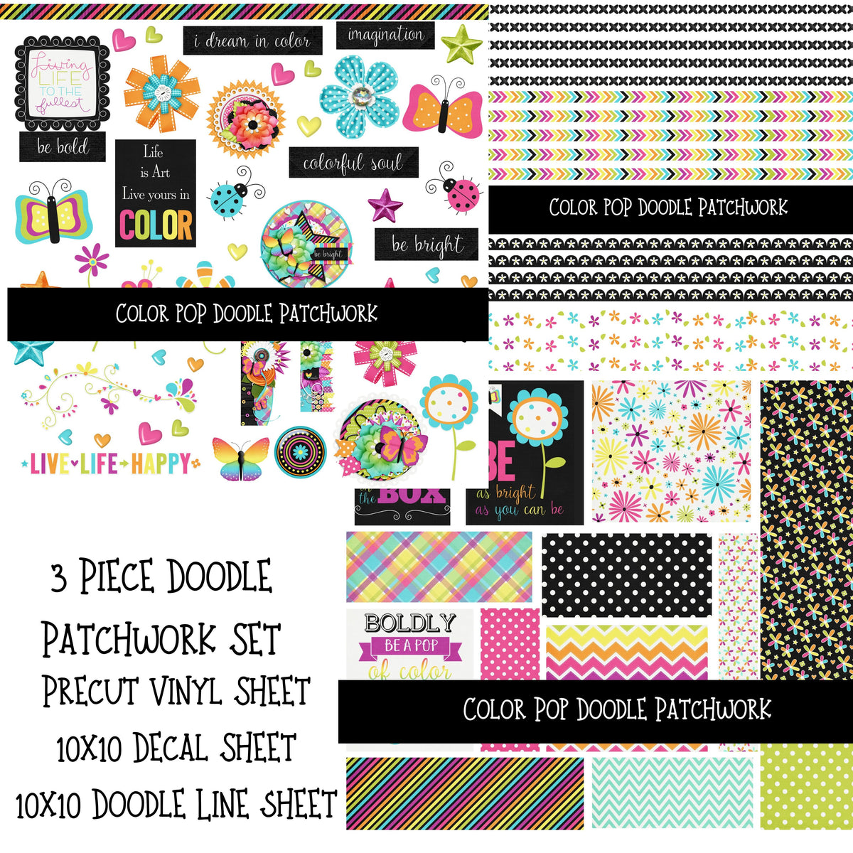 Color Pop Doodle Patchwork Set