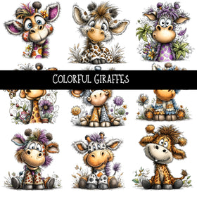 Colorful Giraffes UV Decal sheet