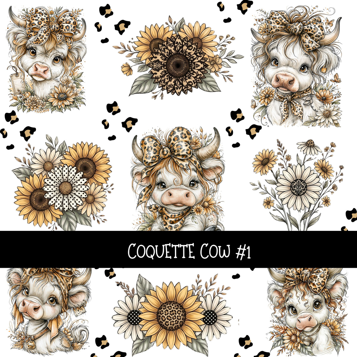 Coquette Cow UV DTF Decal sheets 2 Designs available