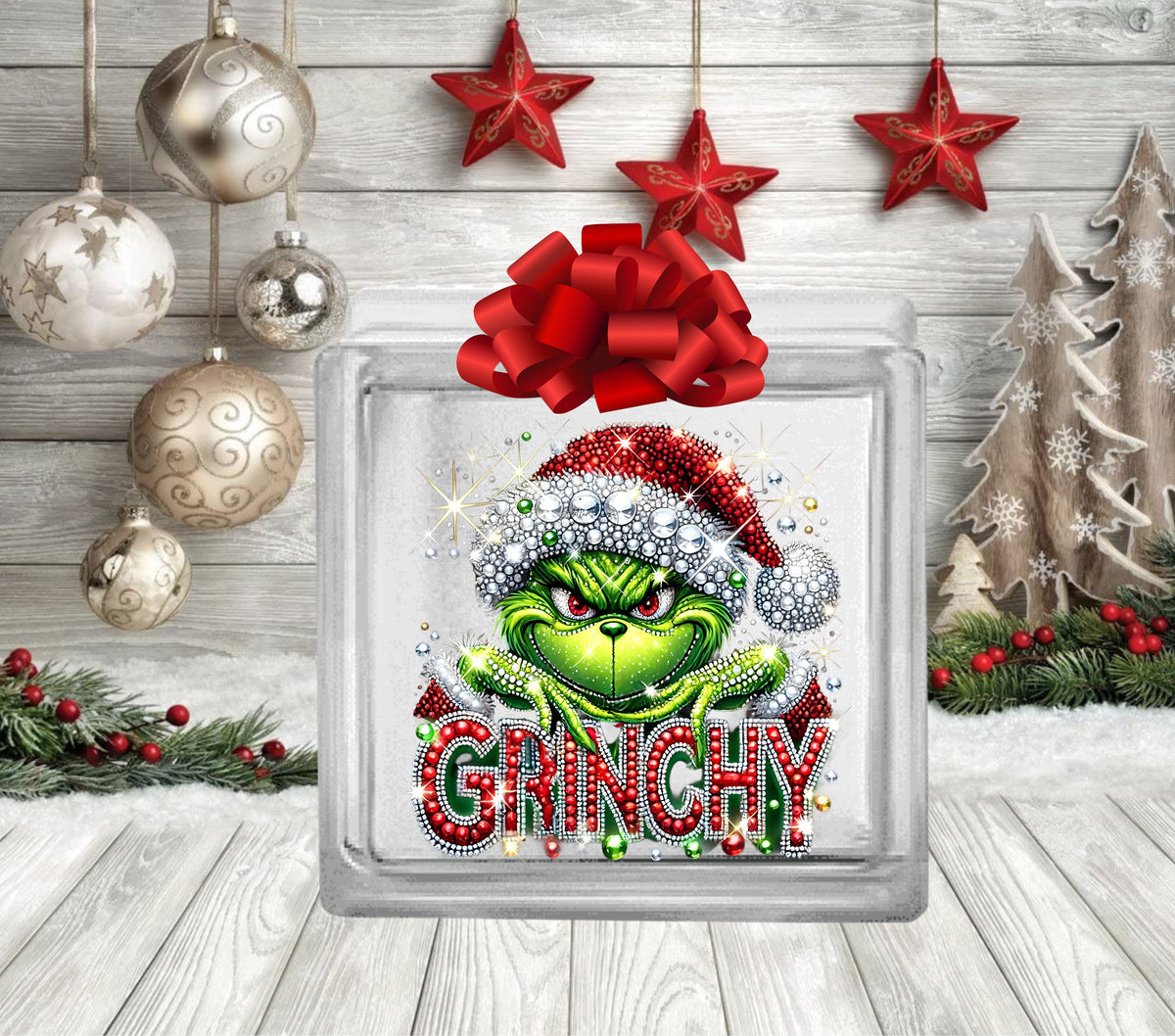 Grinchy Glass Block Decal