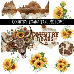 Country Roads Take Me Home Torn Pages - UV DTF Decal sheet