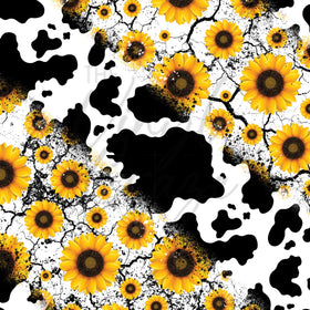 Cow Sunflower Stripe - Adhesive Vinyl