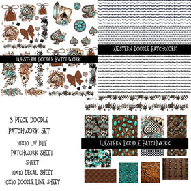 Western UV DTF Doodle Patchwork Set