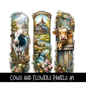 Cows and Flowers panels UV DTF Decal sheets 4 Designs to choose from