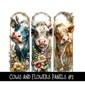 Cows and Flowers panels UV DTF Decal sheets 4 Designs to choose from