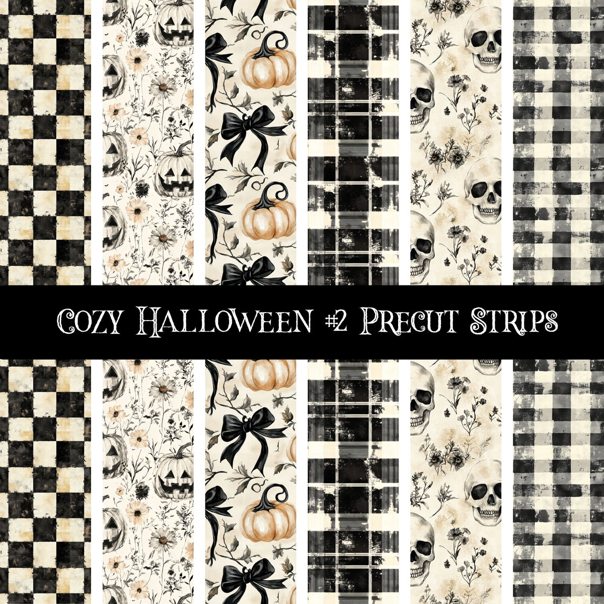 Cozy Halloween precut strips 12x12 vinyl sheet 3 Designs