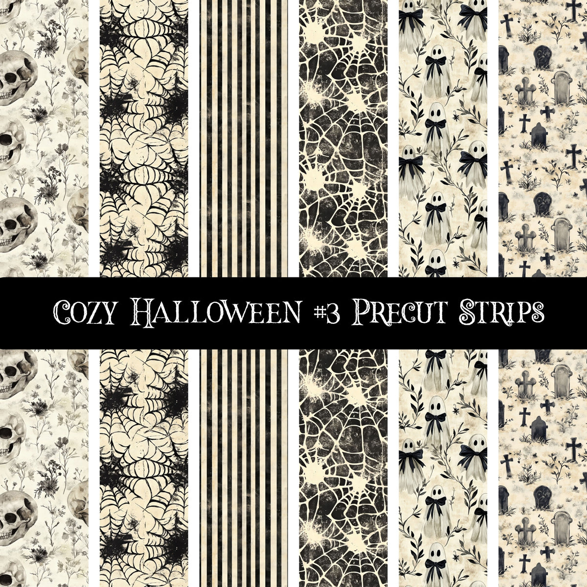 Cozy Halloween precut strips 12x12 vinyl sheet 3 Designs