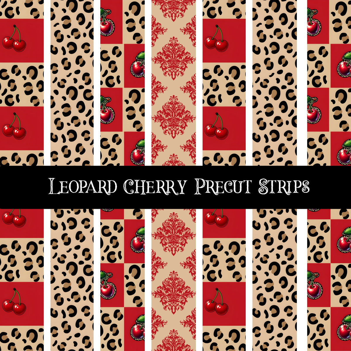 Leopard Cherry precut strips 12x12 vinyl sheet