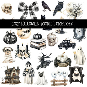 Cozy Halloween Doodle Patchwork Set