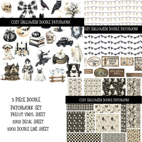 Cozy Halloween Doodle Patchwork Set