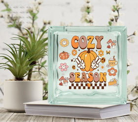 Cozy Season Hippie Glass Block Decal