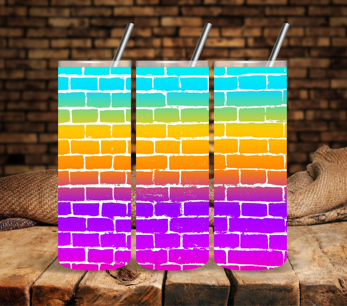 White Brick UV DTF tumbler wraps
