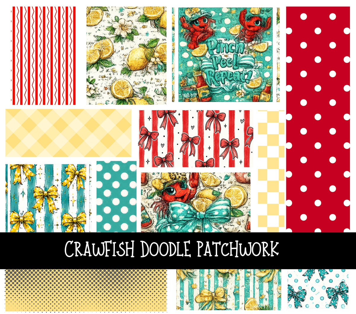 Crawfish Doodle Patchwork Set