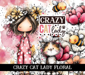 Crazy Cat Lady Floral vinyl tumbler wraps