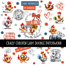 Crazy Chicken Lady Doodle Patchwork Set