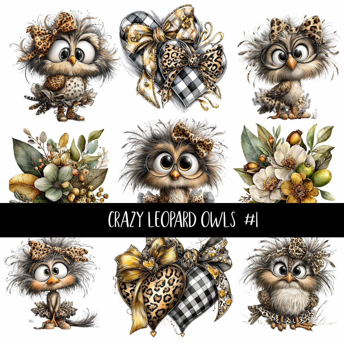 Crazy Leopard Owls UV Decal sheets 3 to choose from