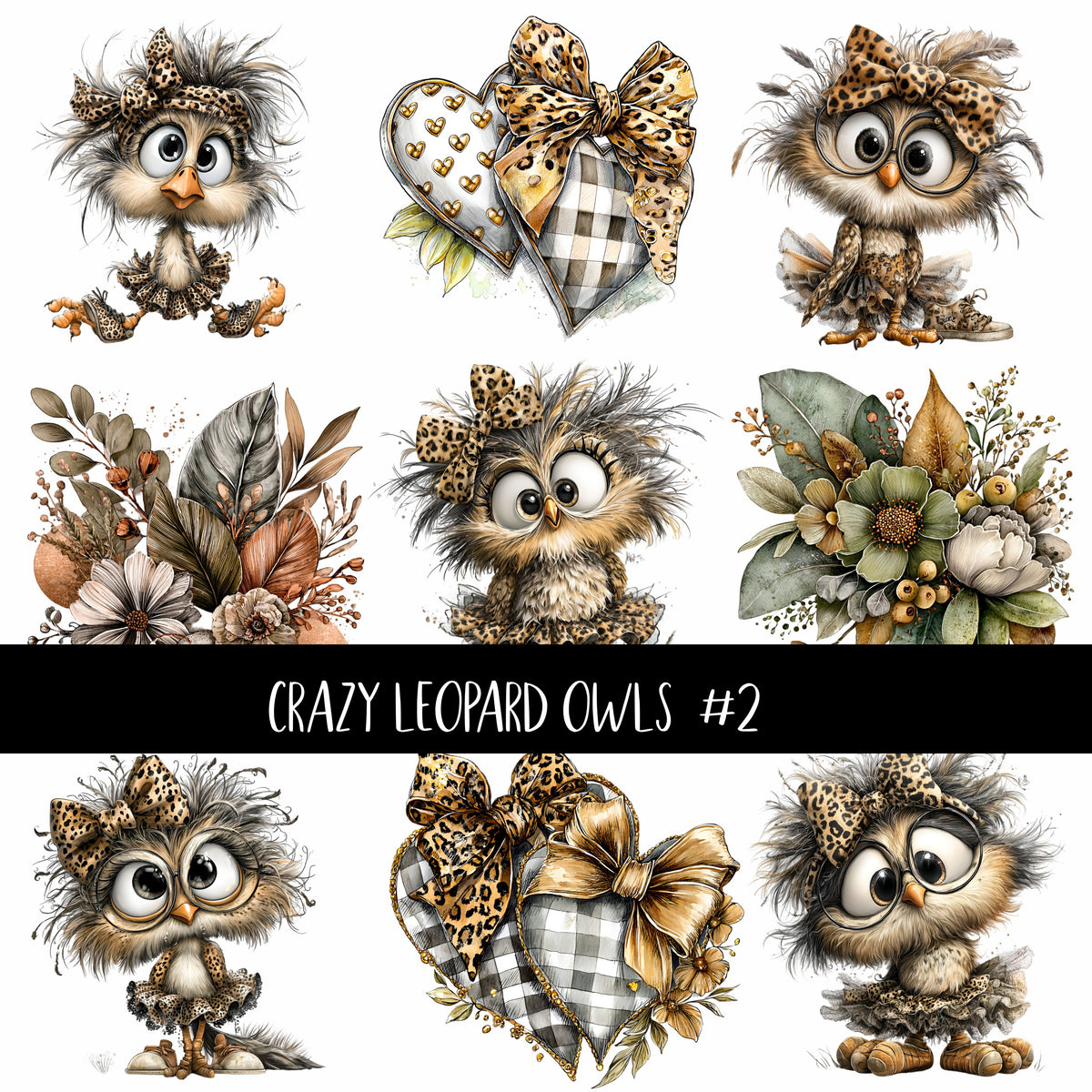 Crazy Leopard Owls UV Decal sheets 3 to choose from