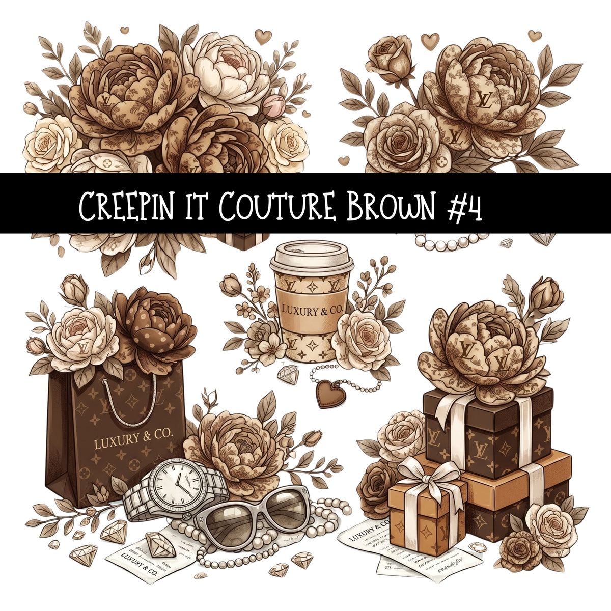 Creepin it Couture Brown UV DTF Decal sheets 9 Designs available