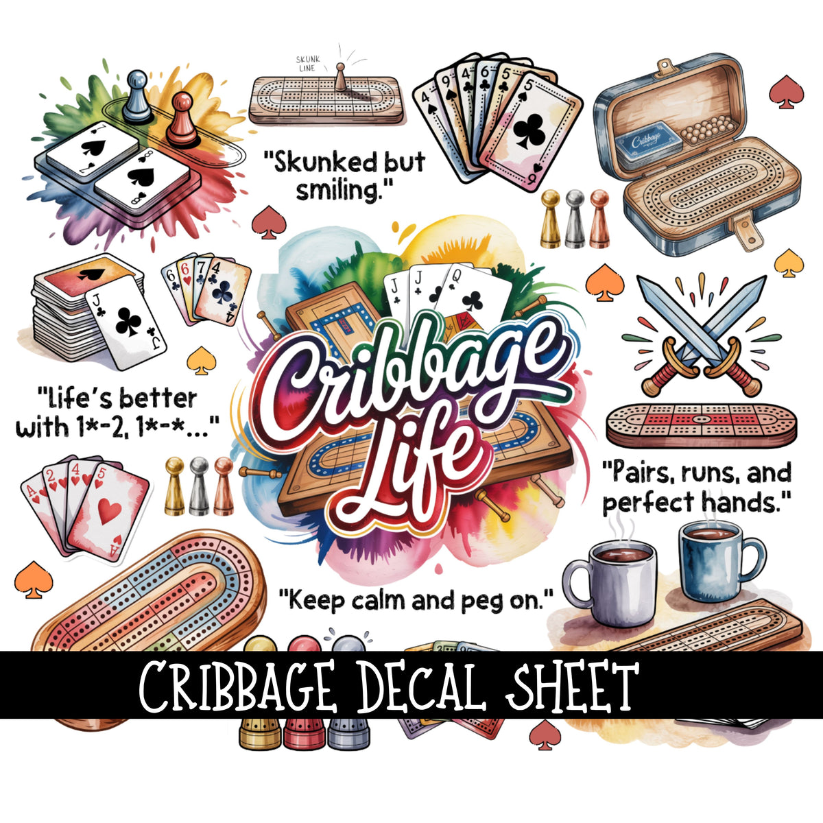 Cribbage UV DTF Decal sheets