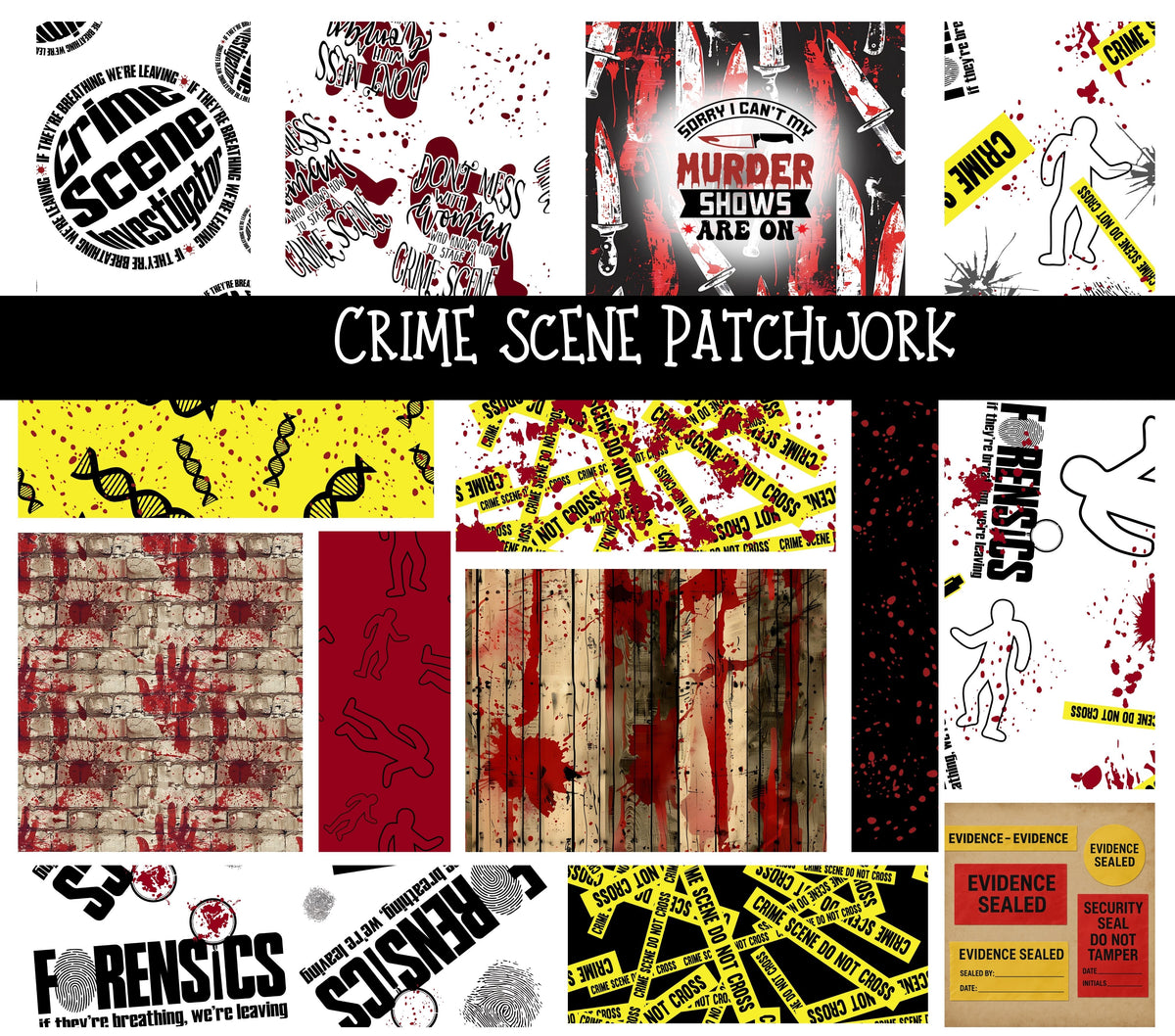 Crime Scene Doodle Patchwork Set