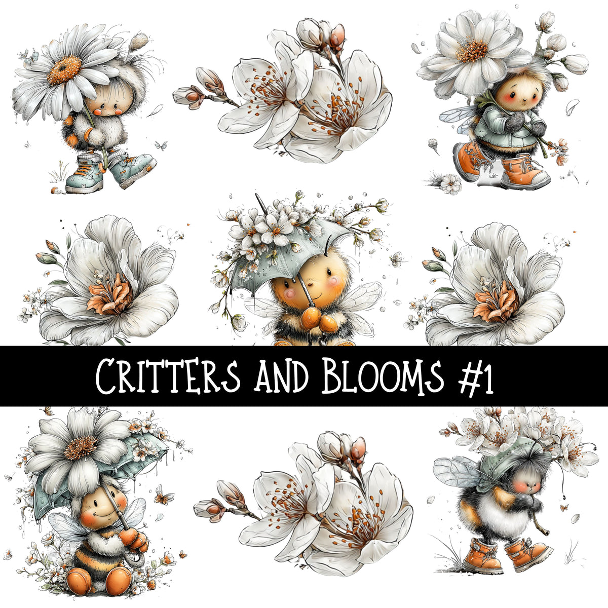 Critters and Blooms UV DTF Decal sheets 6 Designs Available