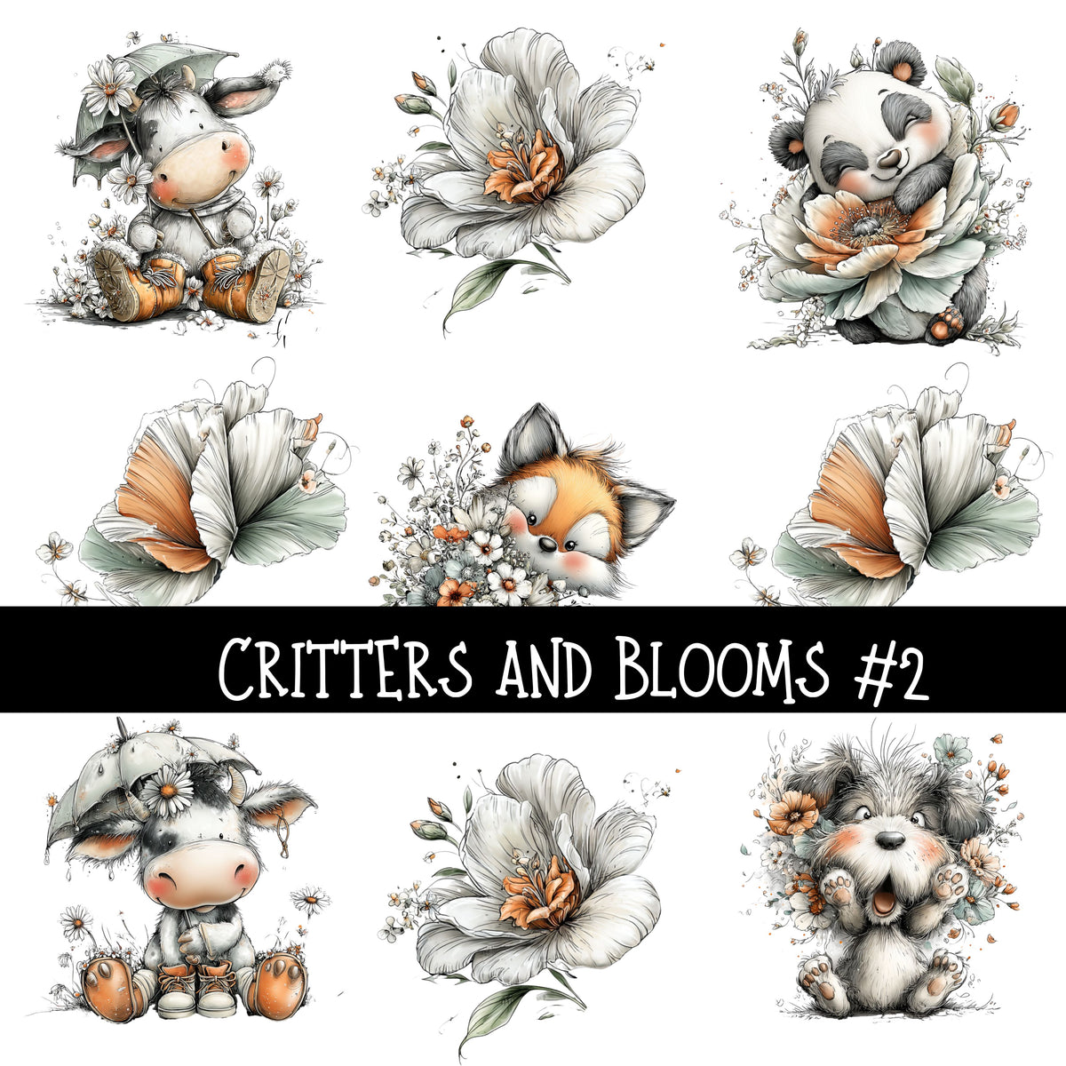 Critters and Blooms UV DTF Decal sheets 6 Designs Available