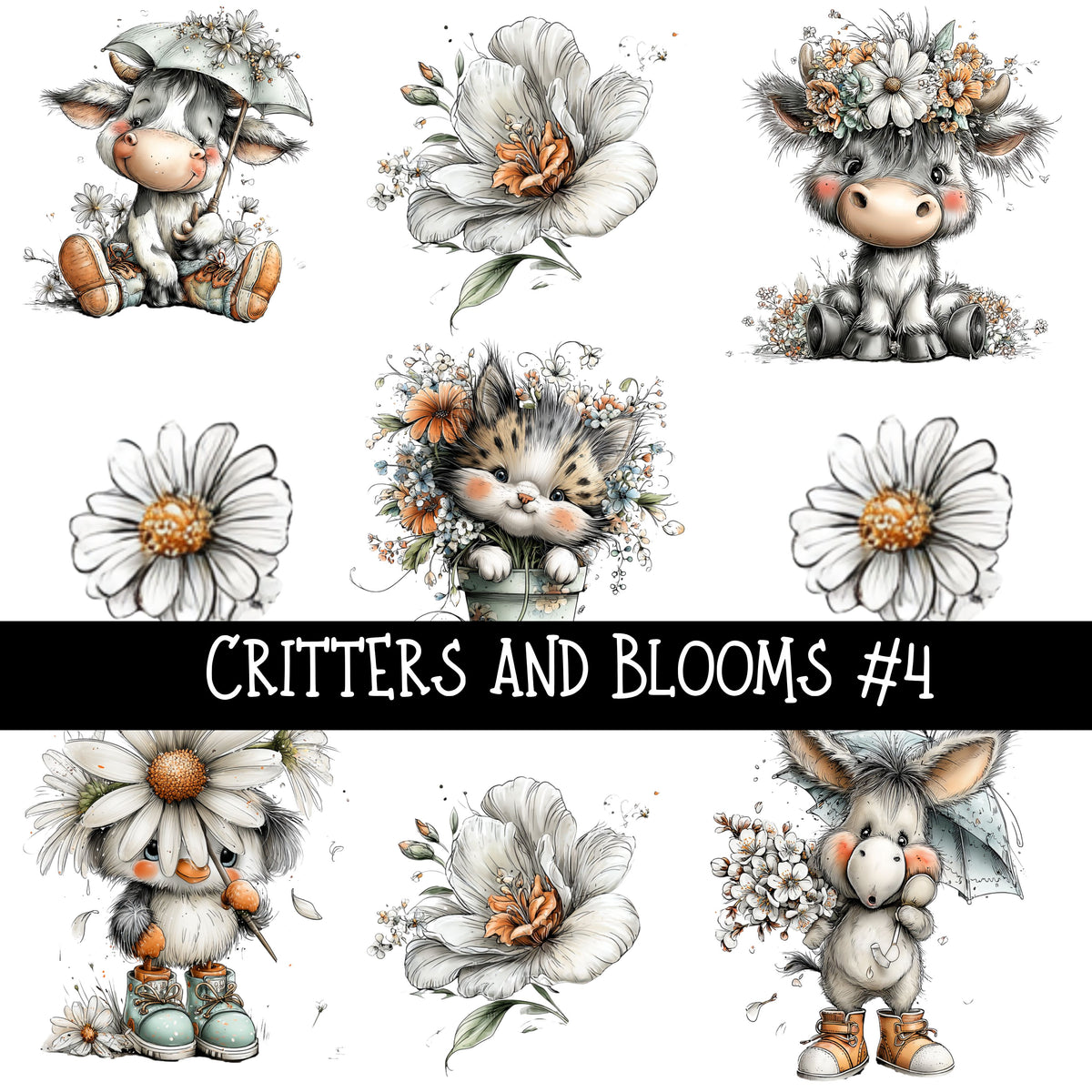 Critters and Blooms UV DTF Decal sheets 6 Designs Available