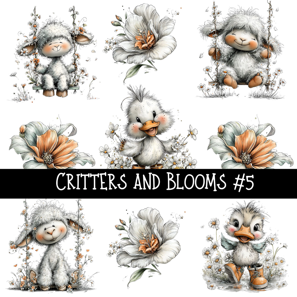Critters and Blooms UV DTF Decal sheets 6 Designs Available